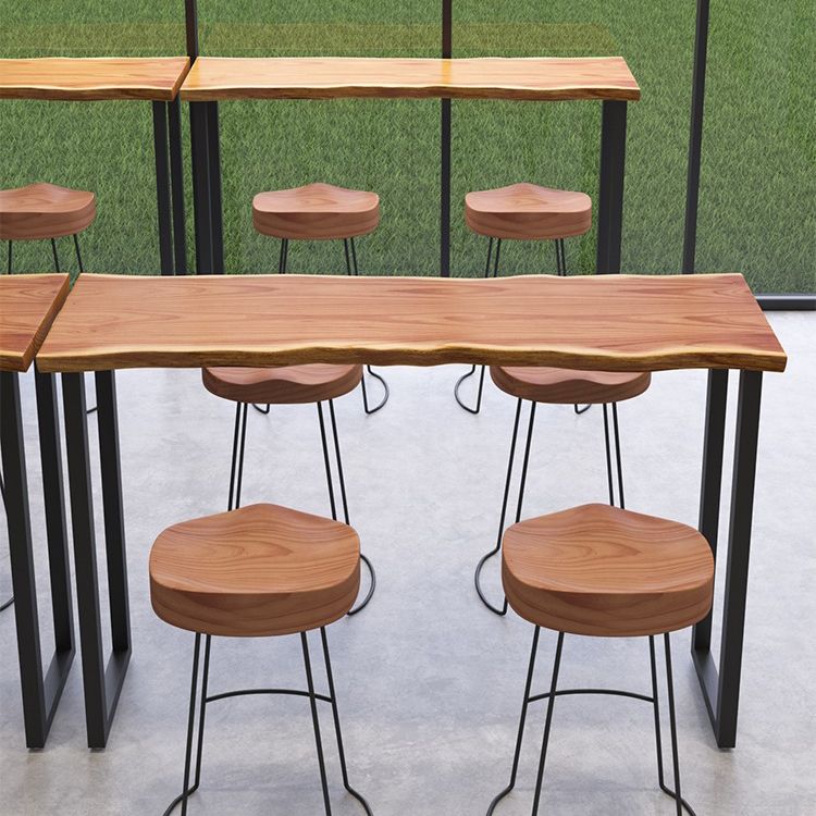 Industrial Solid Wood Bar Table Set 1/2/3/7 Pieces Counter Table with Backless Stools