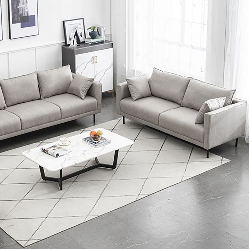 Modern Style Solid Wood Base Sponge Cushion Filled with Pillow Rectangular Sofa