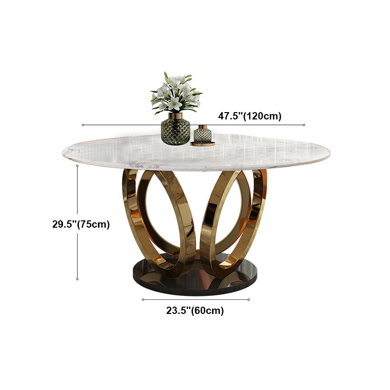 Traditionele luxe ronde eettafel Marmeren binnentafel met voetstuk