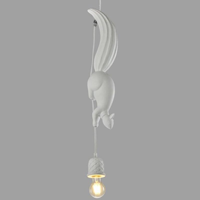Resin Squirrel Modeling Single Bulb Hanging Light Modern Style Macaroon Pendant Lamp for Bedroom