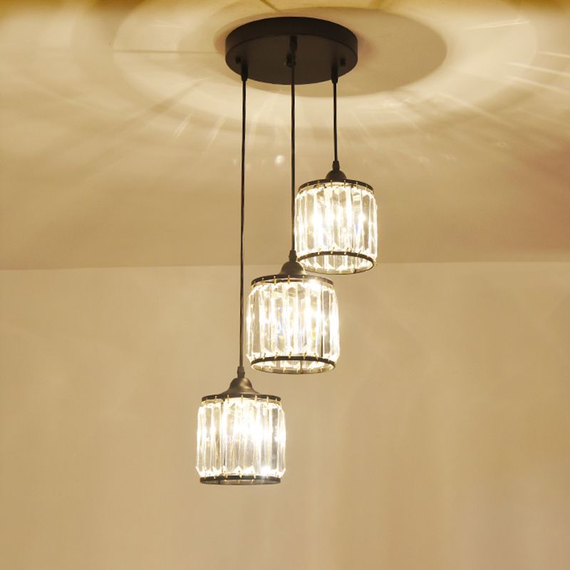 Lampada cilindrica a soffitto multi-soffitto Tri-PRISM Crystal Crystal Sospension Light Secondo