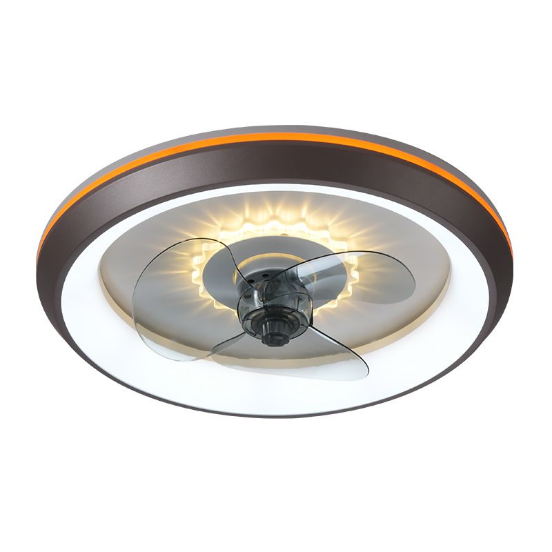 Metal Round Ceiling Fan Light Modern Style 1 Light LED Flush Light