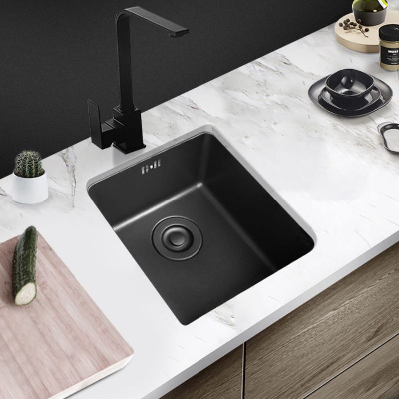 Black Stainless Steel Sink Single Bowl Undermount Sink with Basket Strainer