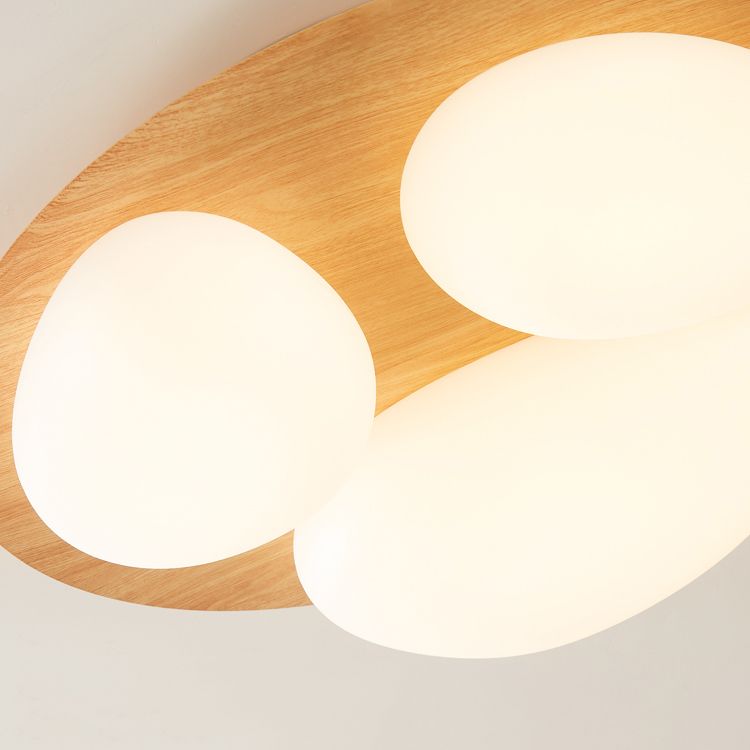 3-Lights Modern Style Flush Mount Wood Ceiling Light for Bedroom