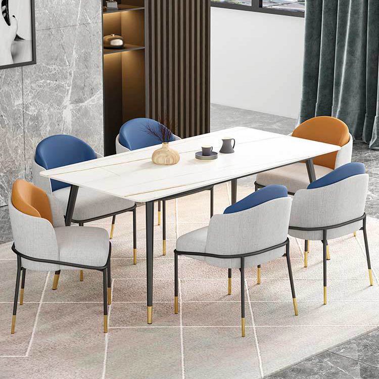 Stone Dining Table Contemporary Dining Table with 4 Black Legs