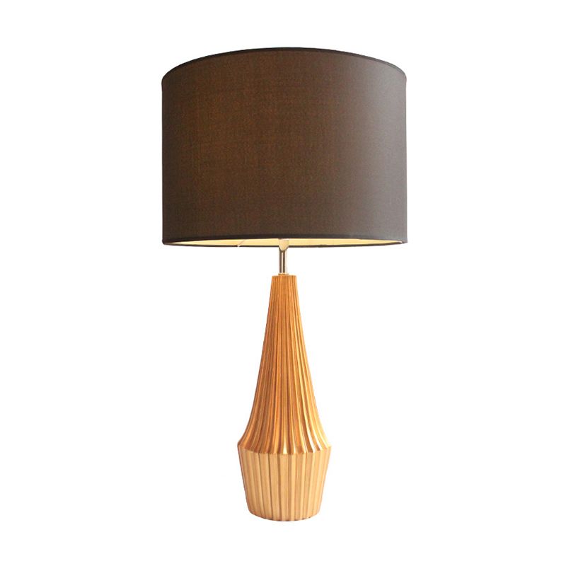 En résine striée en forme de larme en forme de nuit Lumière de nuit contemporaine 1 lampe de table de bulbe avec nuance de tissu rond noir / blanc