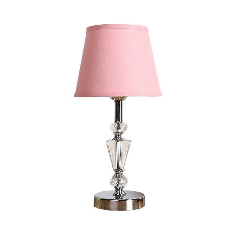 Cono de tela/campana panel Luz modernista 1 cabeza lámpara de escritorio pequeña en rosa/beige para sala de estar