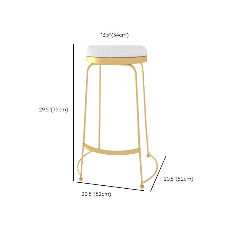 Glam Style Counter Stool Upholstered Round Bar Stool with Gold Frame