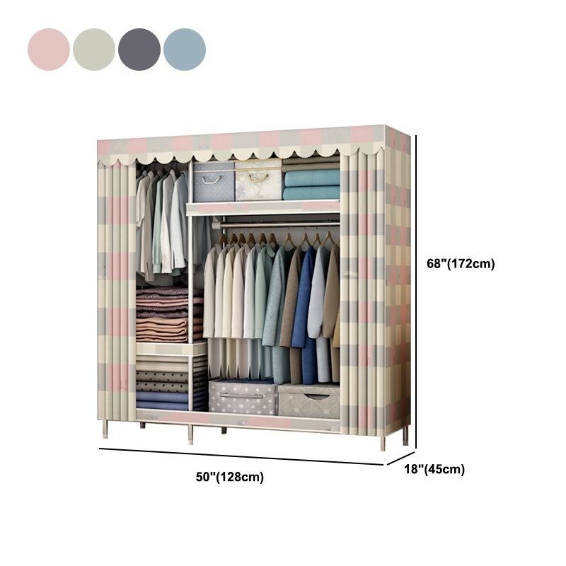 Modern Style Armoire Metal Cloth Rod Included Wardrobe Closet for Bedroom