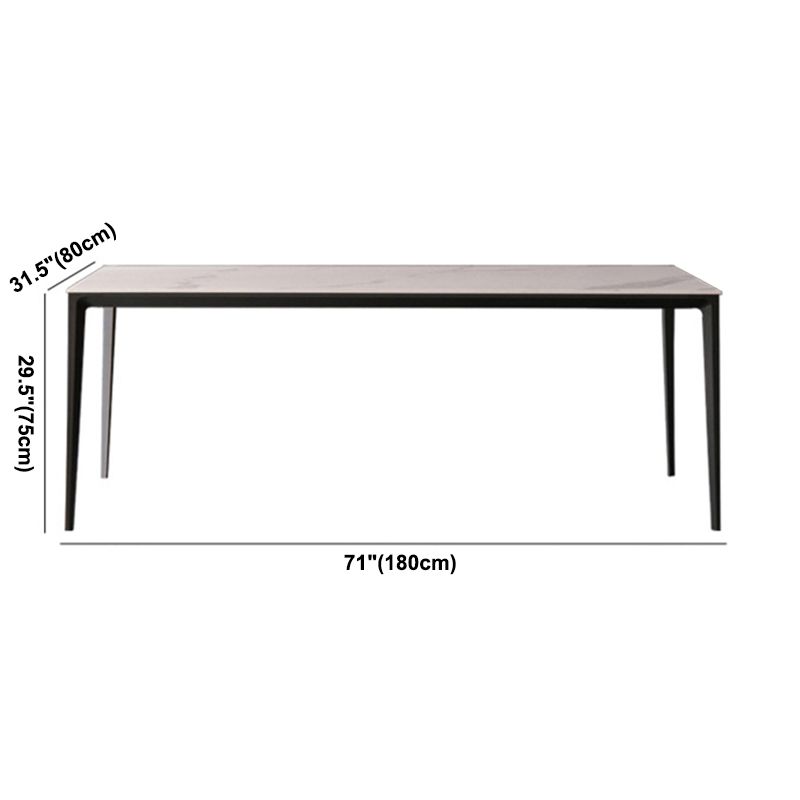 Mesa rectangular contemporánea de metal Mesa de comedor de piedra sinterizada con patas de metal