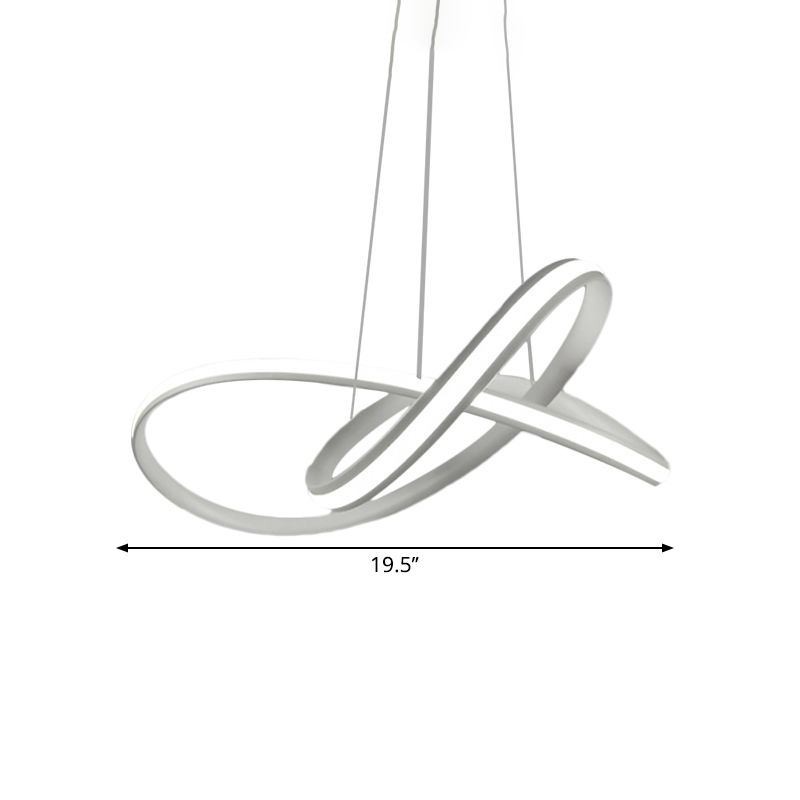 Twining Hoop Drop Pendant Minimalism Metallic LED White Hanging Chandelier in Warm/White Light