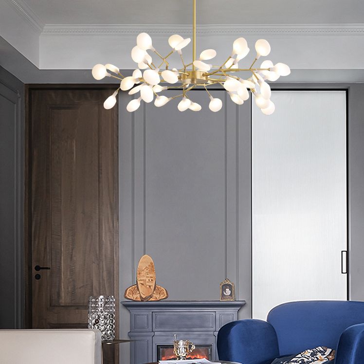 Gold Firefly Pendant Light in Modern Creative Style Copper Indoor Hanging Lamp with Glass Shade