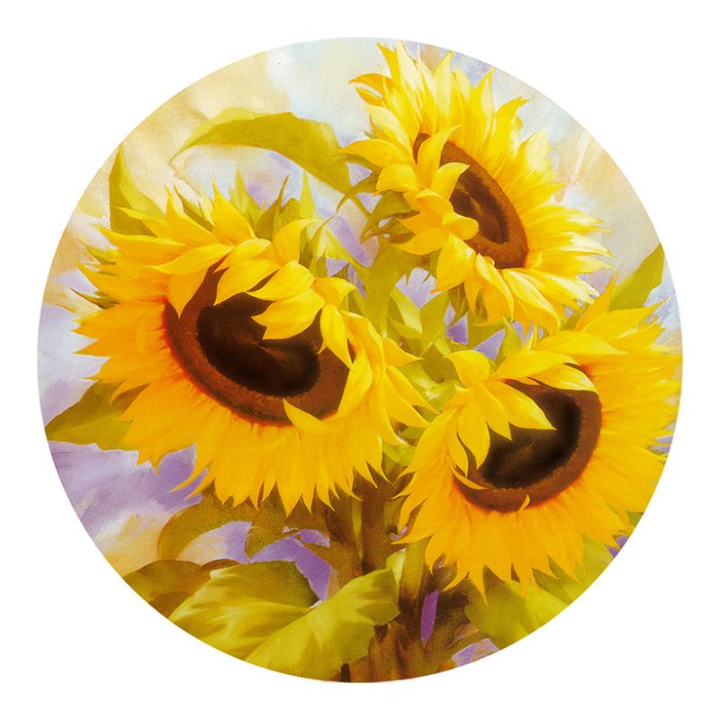 Yellow Modern Rug Polyester Sunflower Rug Washable Area Rug for Home Decor