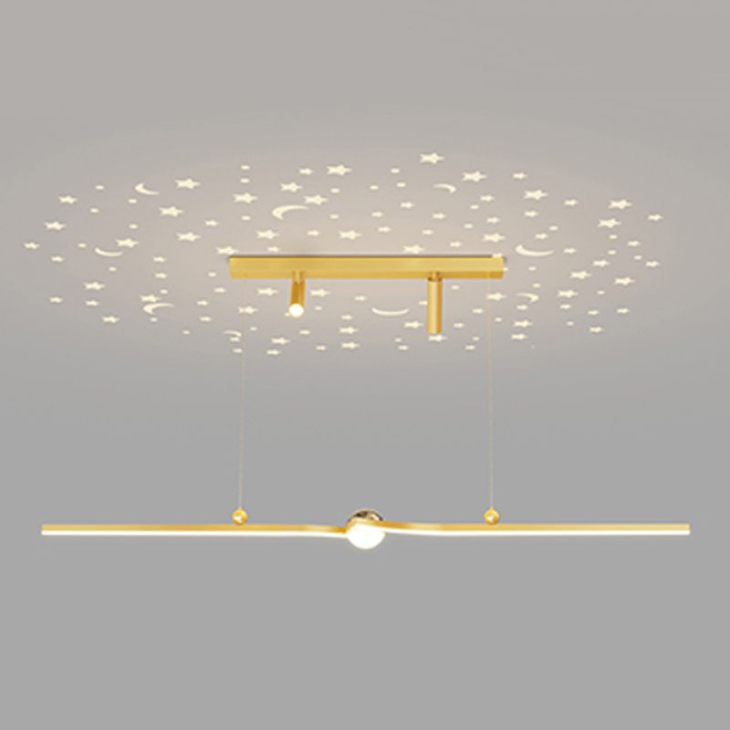 Contemporary Style Linear Island Lights Metal 5 Light Island Pendant Lights