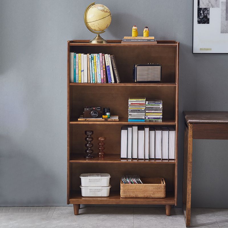 Industrial Closed Back Book Shelf Freestanding Standard Kids Bookshelf in Walnut