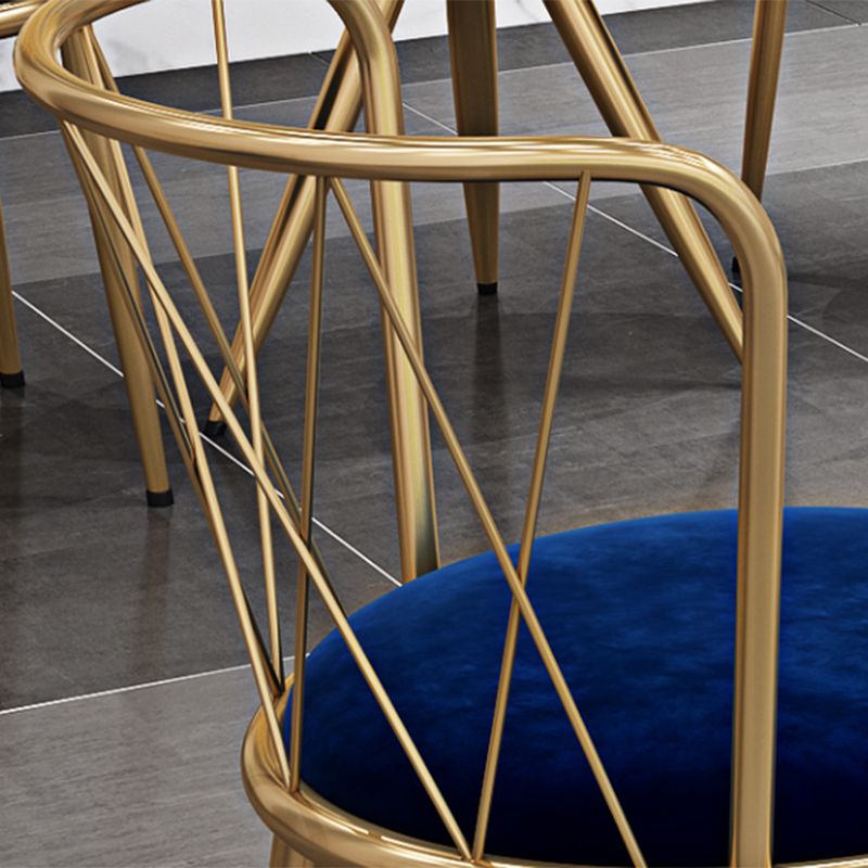 Silla de comedor de terciopelo Glam, sillas de comedor de metal sin brazos para uso doméstico