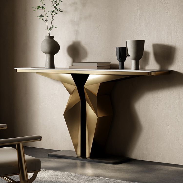 Glam Metal Console Table Rectangle Console Sofa Table for Hall