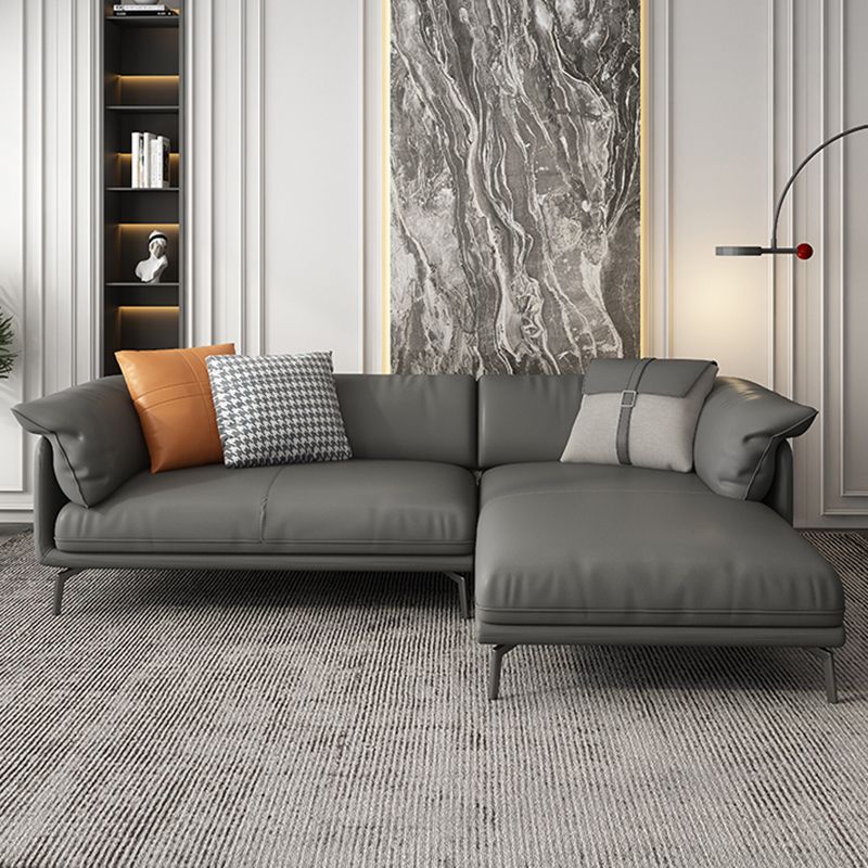 Pillow Top Arm Sofa & Chaise 32.68" H Genuine Leather Cushions Sofa
