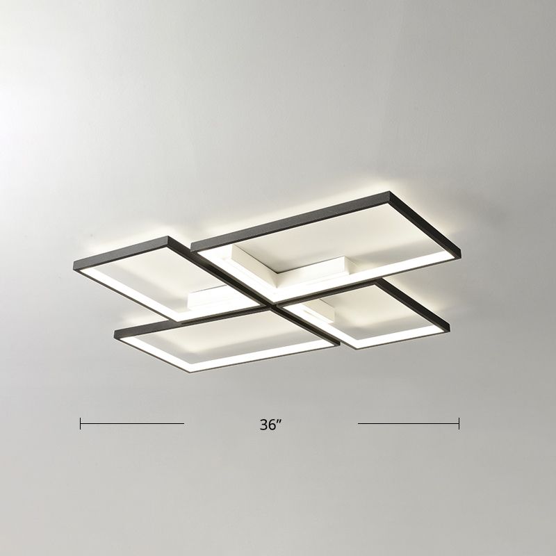 Zwart pinwheel-achtige plafondlamp Minimalistische metalen LED-spoelmontage Licht armatuur voor woonkamer