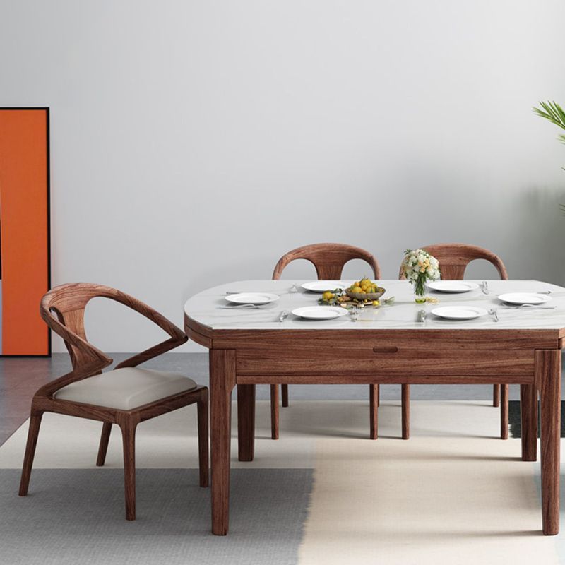 Modern Stone Furniture 1/5/7 Pcs Standard Height Dining Sets with Self Storing Leaves