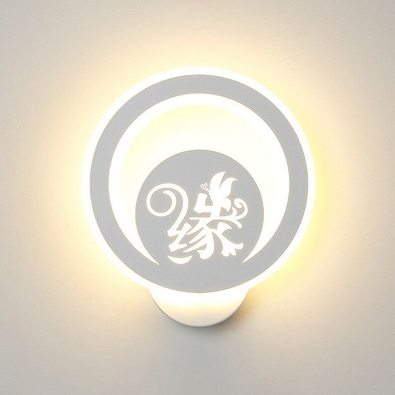 Modern Circular Shaped Sconce Lighting Acrylic Living Room LED Wall Light Fixture in White
