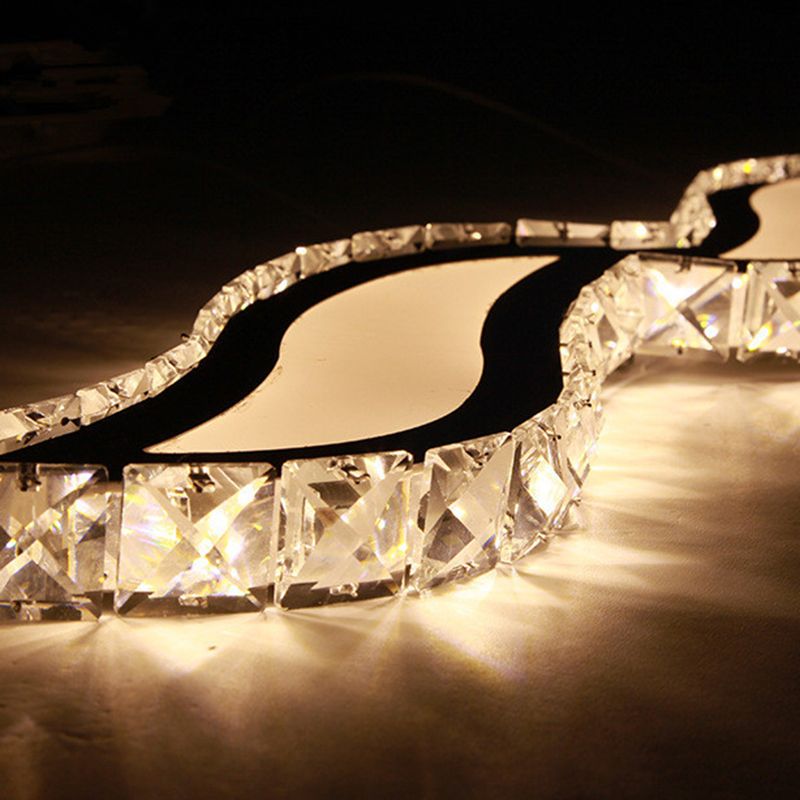 Moderno lussuoso lussuoso isola a pendente illuminazione ondata prismatica a soffitto di cristallo ottico per soggiorno