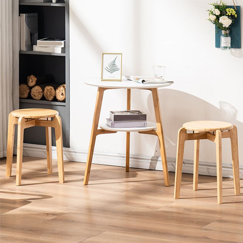 Contemporary End Table Wooden 3 Legs with Storage Double Tier Side Table