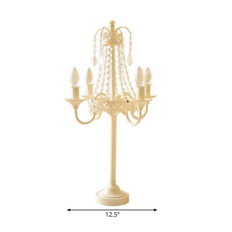 Lampada da tavolo a candela per soggiorno con lampada da tavolo in stile tradizionale in metallo con perline di cristallo trasparente