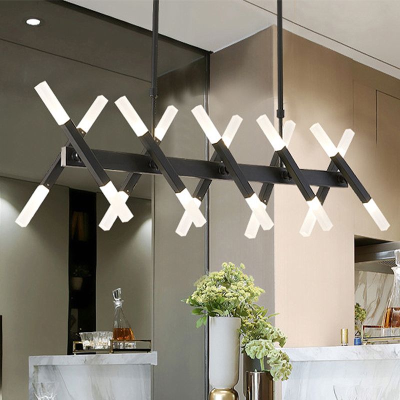 Acrylic Tube Island Pendant Modern 16/20 Lights Black/White/Gold Ceiling Pendant Light for Dining Room