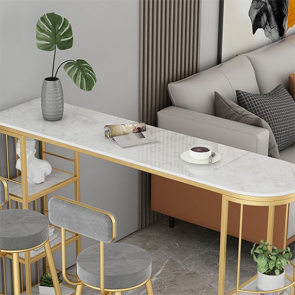 Modern Style Bar Table Set 1/3 Pieces Stone Bar table with Upholstered Stools