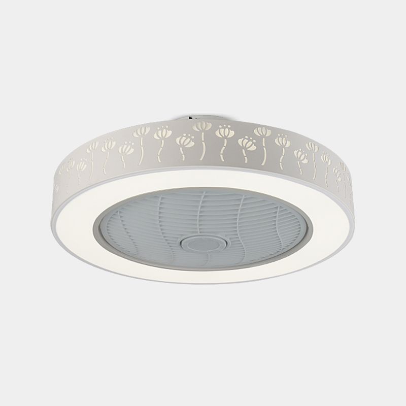 Illuminazione a ventola rotonda saldata fredda minimalista acrilico bianco semifulco per camera da letto