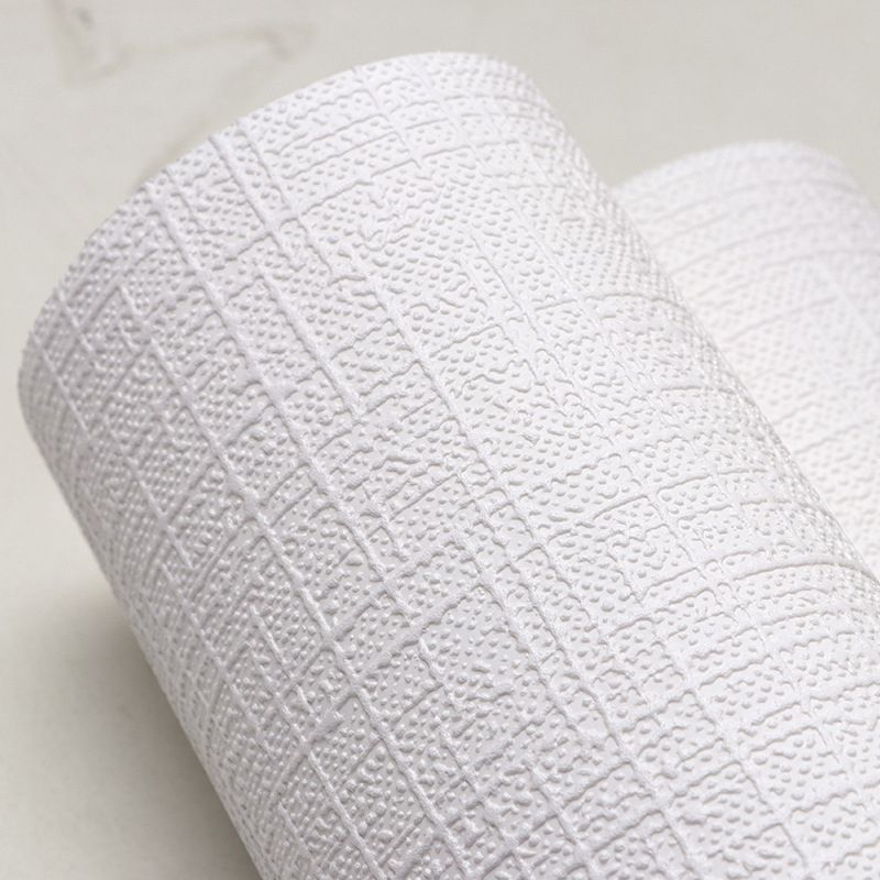 Plain White Textured Grid Wallpaper Decorative Non-Pasted Wall Art, 33 ft. x 20.5 in