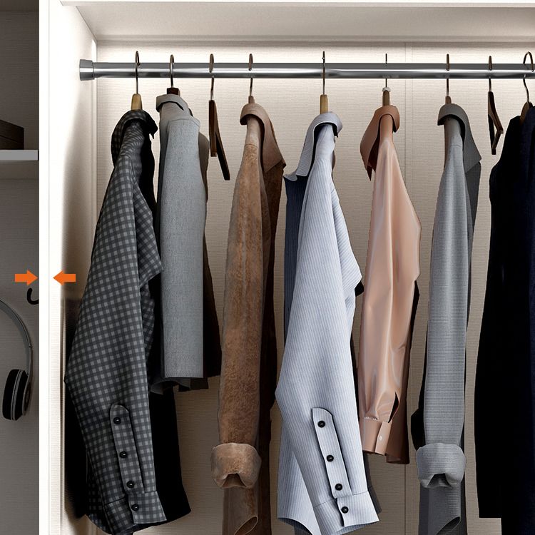 White Colour Wooden Wardrobe Modern Cloth Rod Included Wardrobe Closet