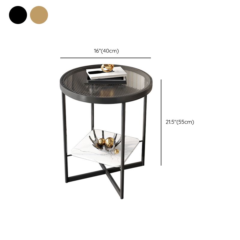 Modern Glass Round Side End Table Cross Legs Sofa Corner Table