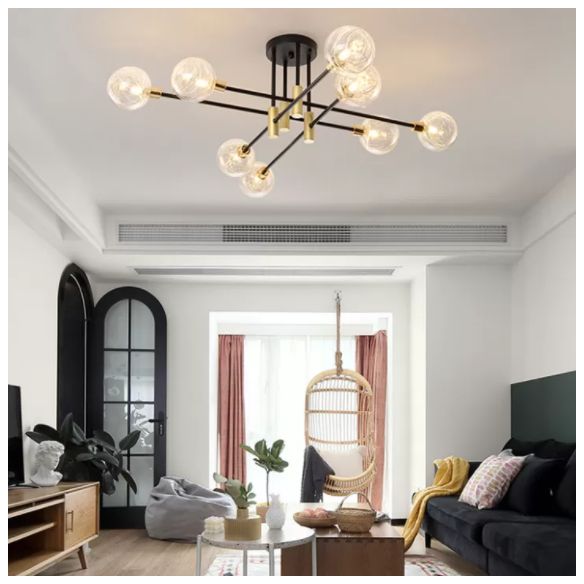 New Modern Transparent Glass Semi Flush Light Fixtures Bedroom Starburst Flush Mount Light