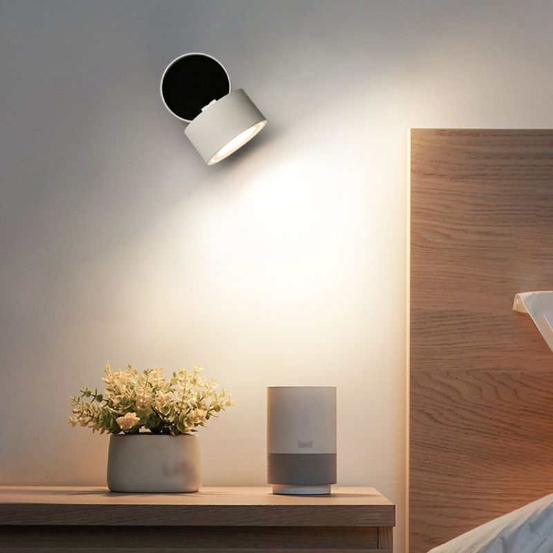 Modern Simple Aluminum Wall Light Cylinder Shape Rotatable Wall Lamp for Living Room