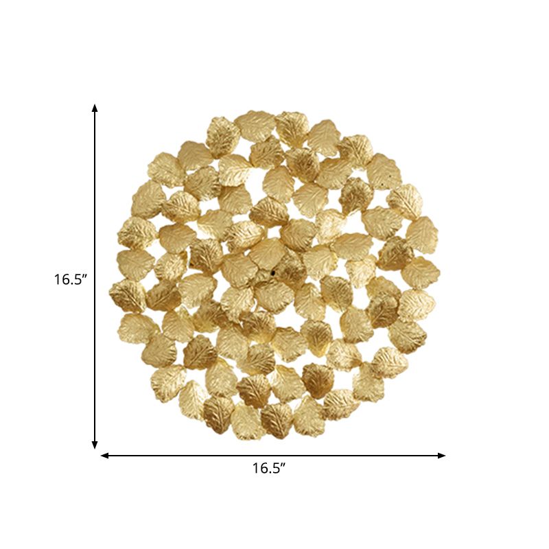 Aluminum Dark Coffee/Gold Wall Mount Light Round 4 Lights Contemporary Style Wall Lamp with Leaf Design