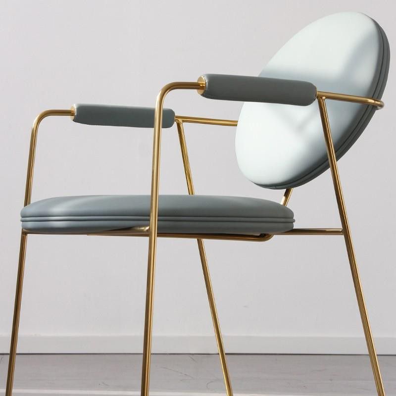 Glam Arm Chair Leather Open Back Dining Chair for Dining Room