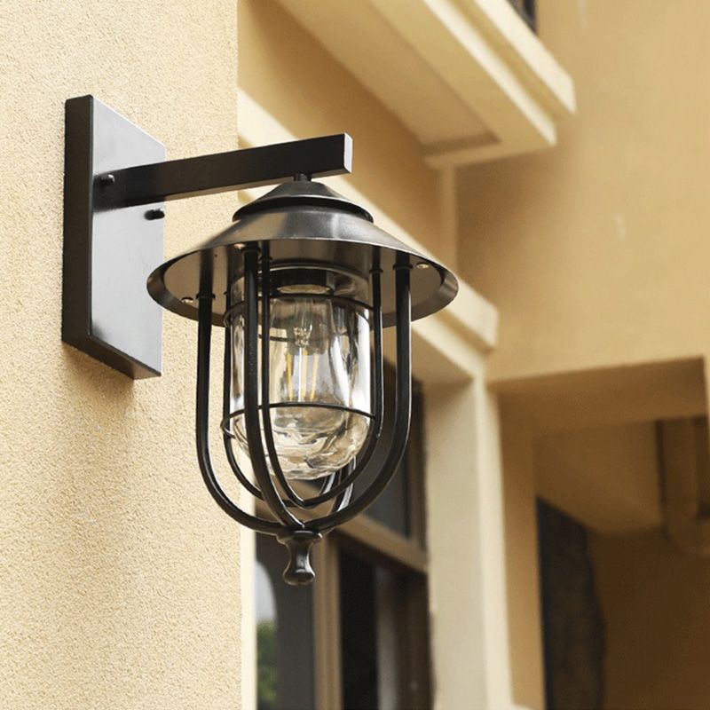 Glas schwarzer Wandleuchte Käfig -Industrie -Wandbeleuchtung für den Außenbereich