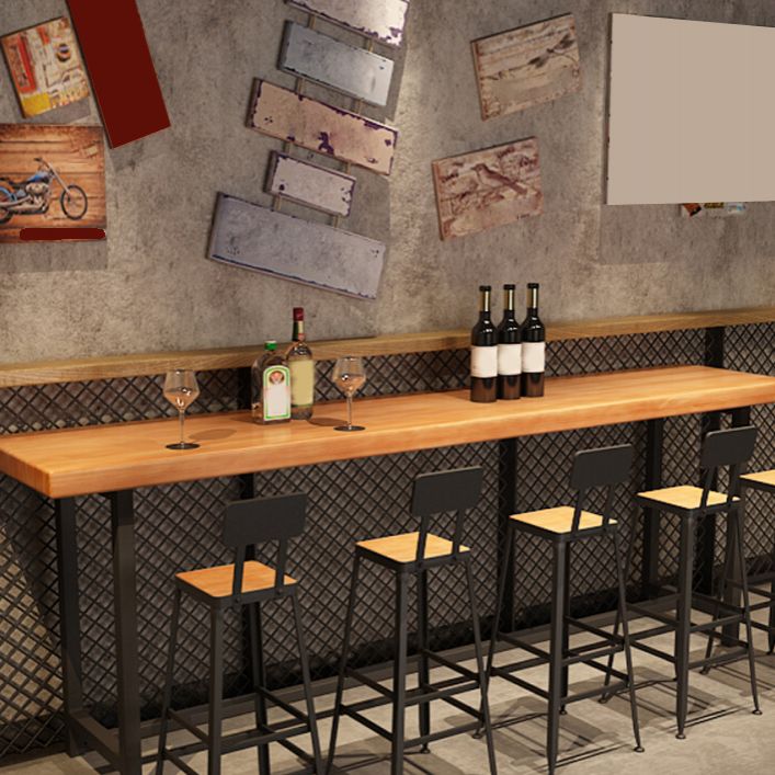 Industrial Rectangle Pub Table Set 1/4/6/7 Pieces Solid Wood Bar Set for Indoor