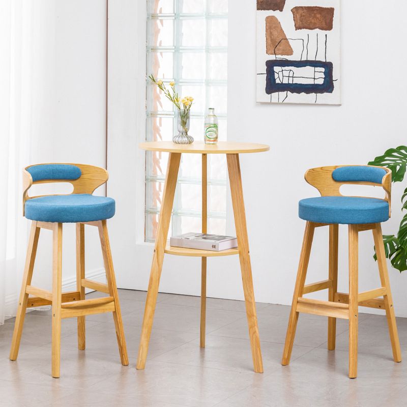 Simple Style Round Bar Table Wood Top Pub Table for Coffee Shop