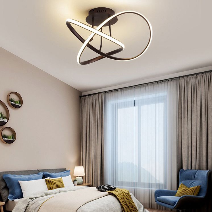 Twisted Semi Flush Mount Light Fixture Ultra-Contemporary Acrylic Ceiling Mount Chandelier for Bedroom