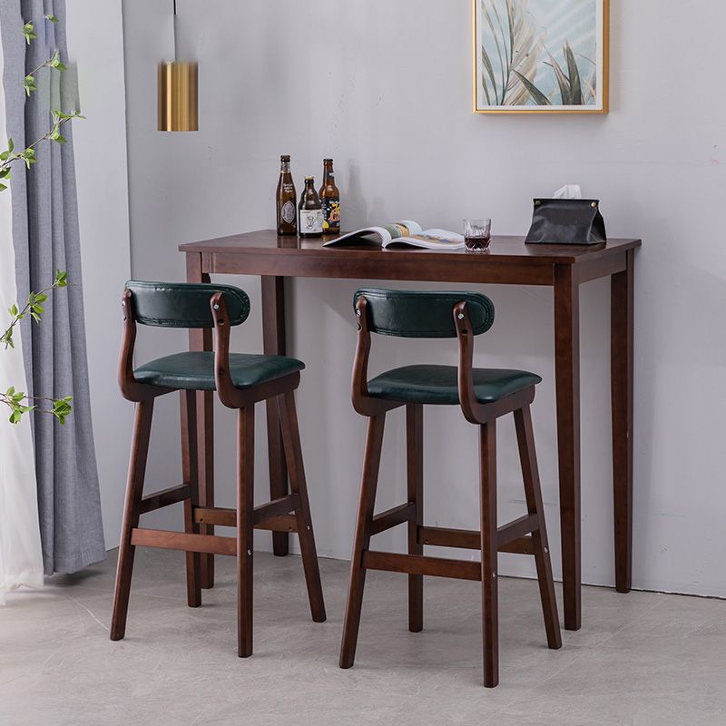 Modern Rectangle Bar Table Solid Wood Counter Height Bar Dining Table with 4 Legs