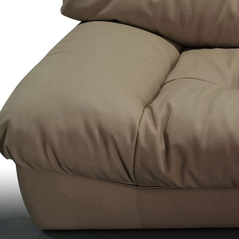 Tufted Down Fill Cushions Sofa Faux Leather Armless Settee in Dark Brown