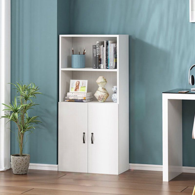 Pure White Shelf Bookcase Modern & Contemporary Bookshelf with Doors for Office