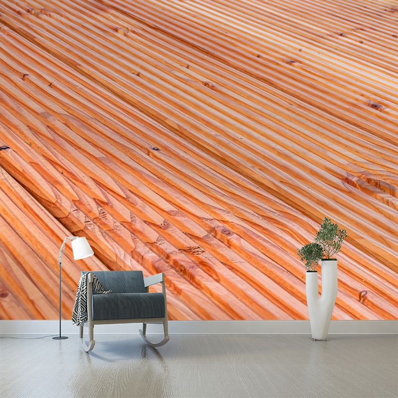 Wooden Photo Removable Mural Wallpaper Moisture Resistant for Guest Room