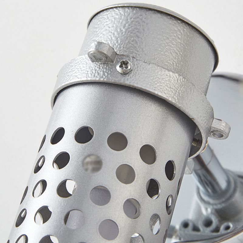 Silver Modern Wall Sconce Cylinder Shape Wall Light with Metal Shade for Living Room