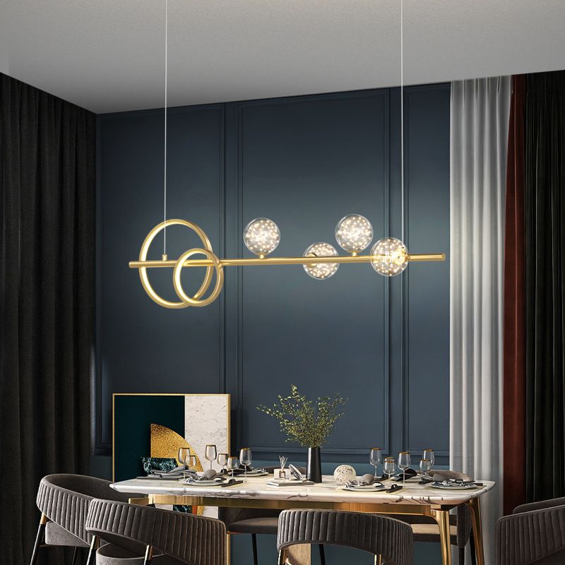 Modern Pendant Light Geometric Island Light Fixture Metal Island Lights in Gold