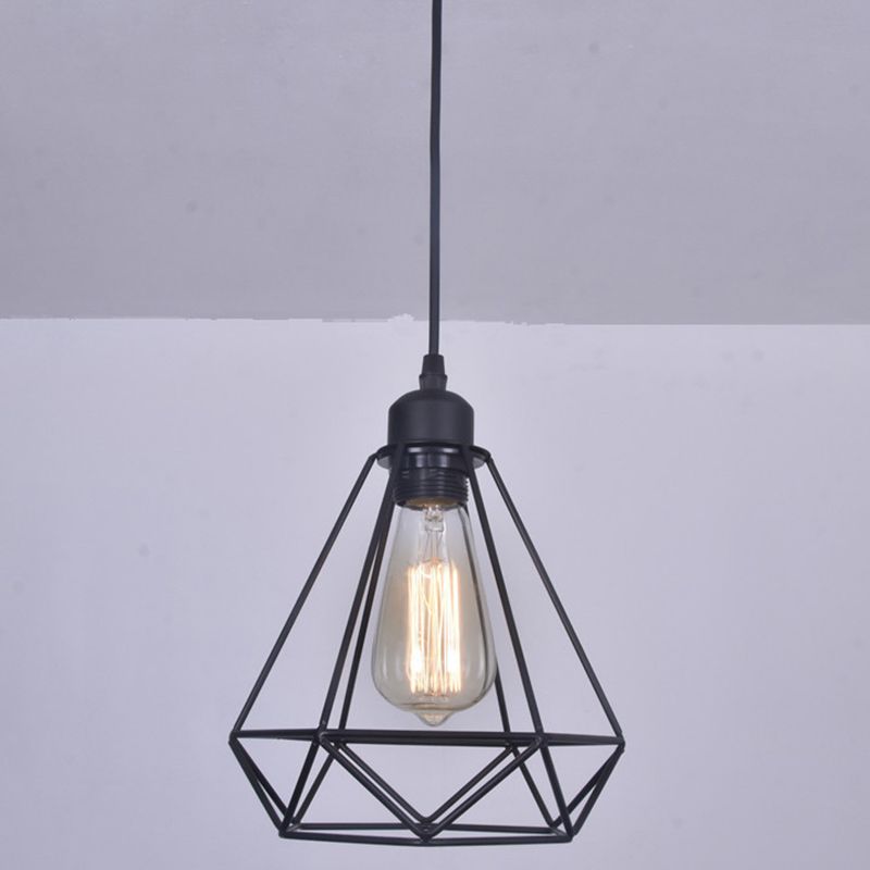 Diamond Iron Iron Cluster Lighting Industrial Retro Restaugh Hanging Lampada in nero