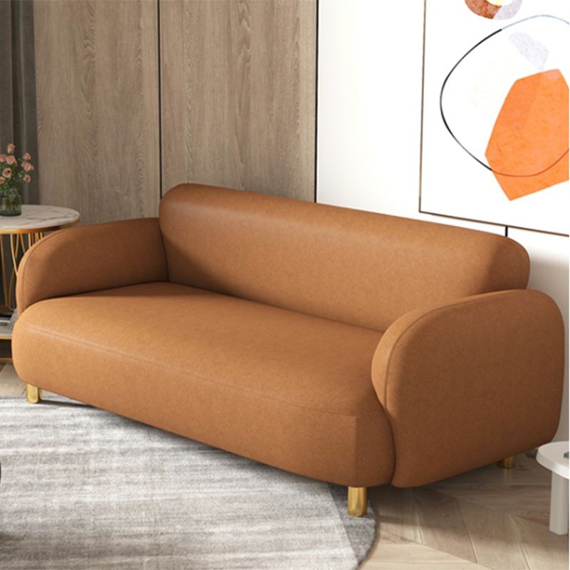Mid-Century Modern 27.56"H Faux Leather Sofa Tight Back Settee for Living Room